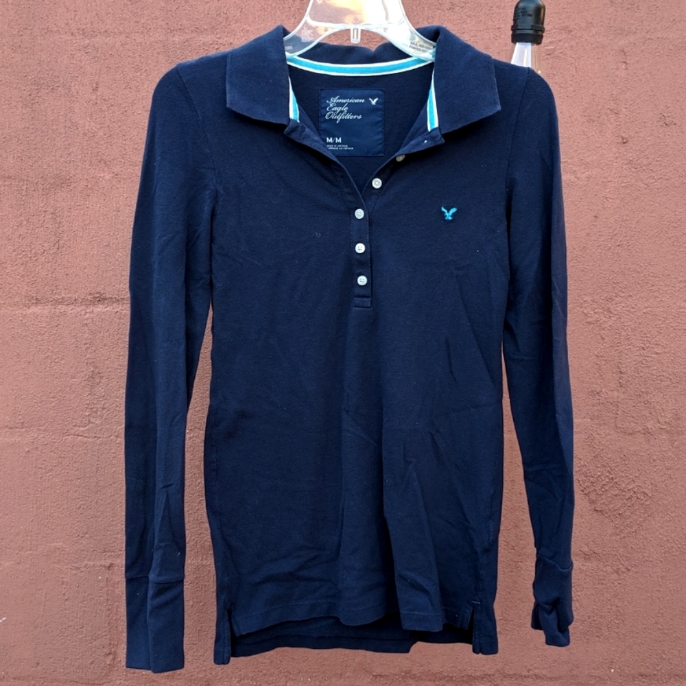 Navy Long Sleeve Polo